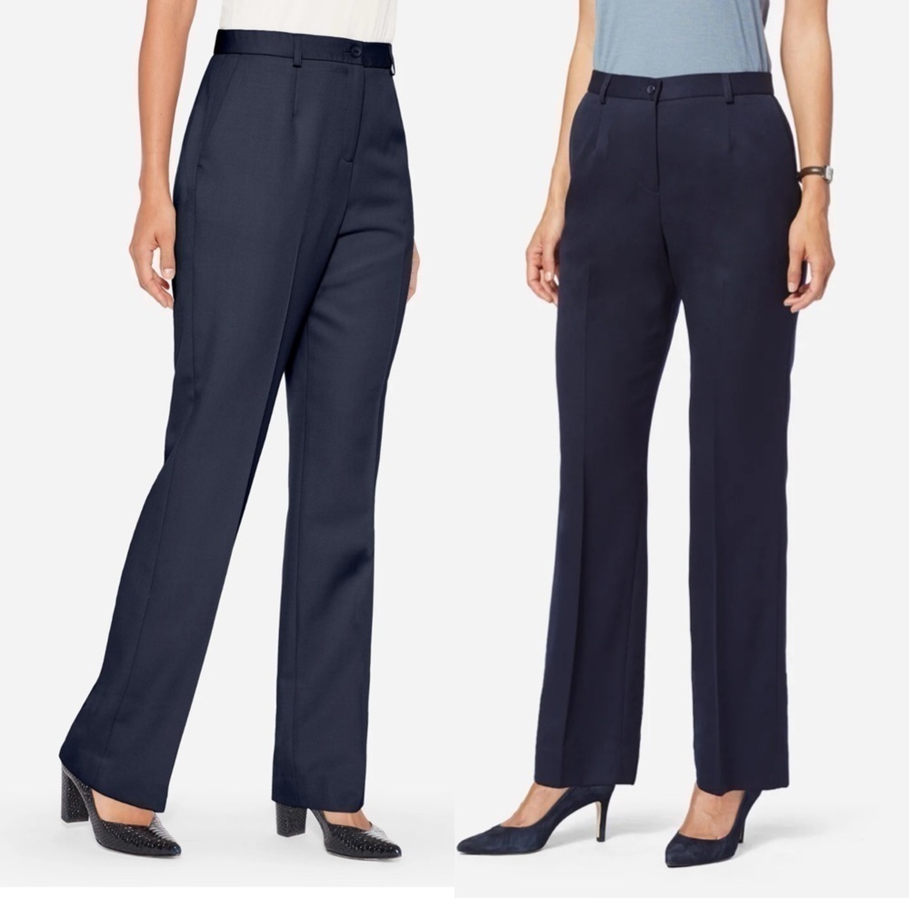 Classic Women's Straight-Leg Dress Pants - Navy - Picture 10 of 12